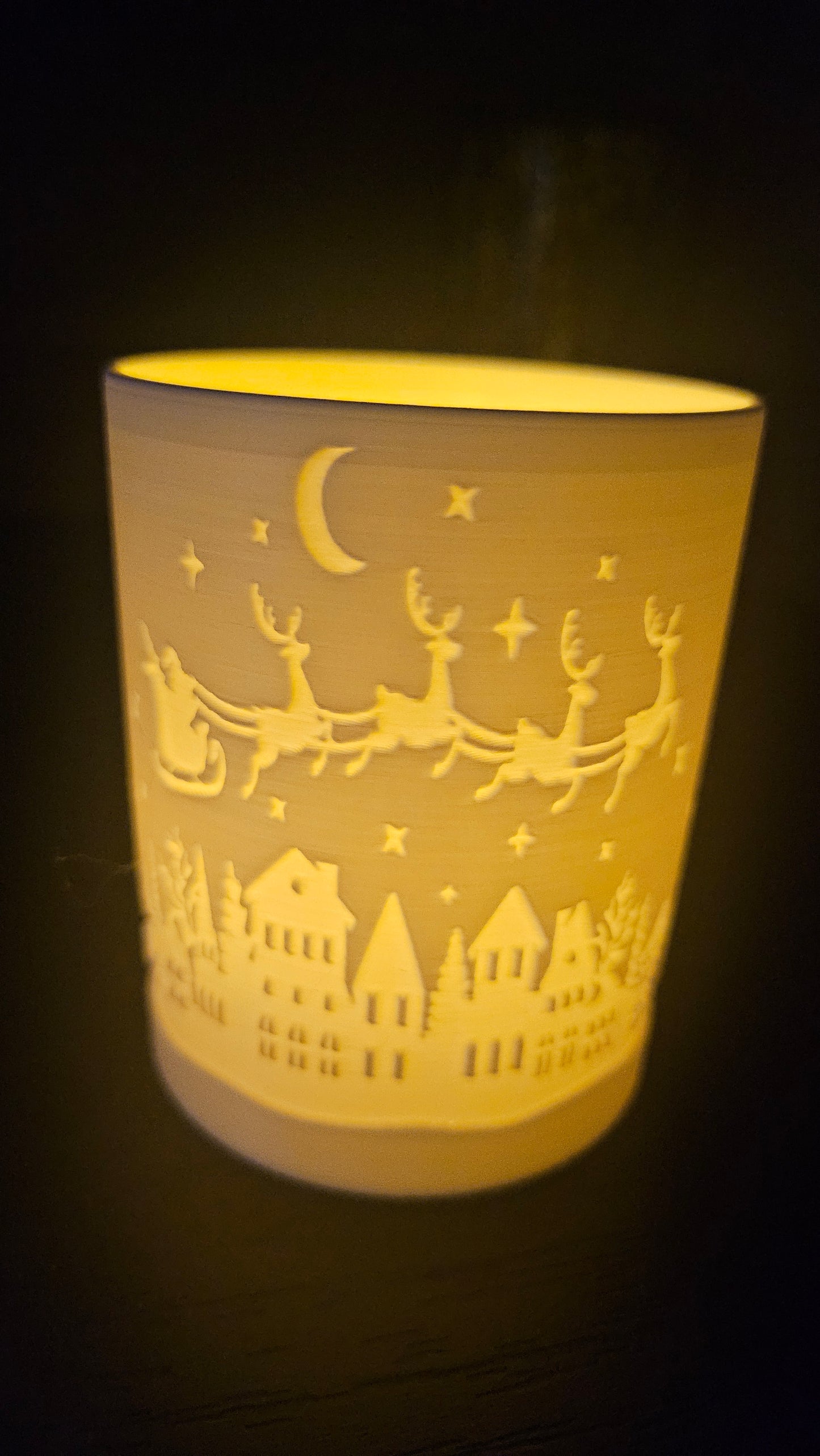 🕯️ Kerstlampje – Santa’s Sleigh Ride (7,5 cm hoog)