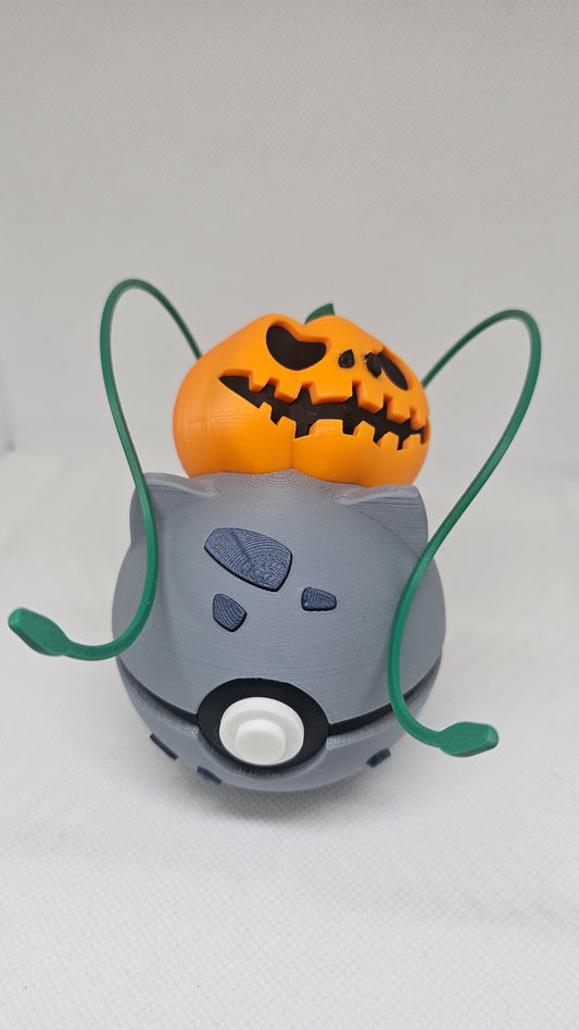 #0001 Halloween Bulbasaur Ball – 3D Printed Pokéball (7 cm)