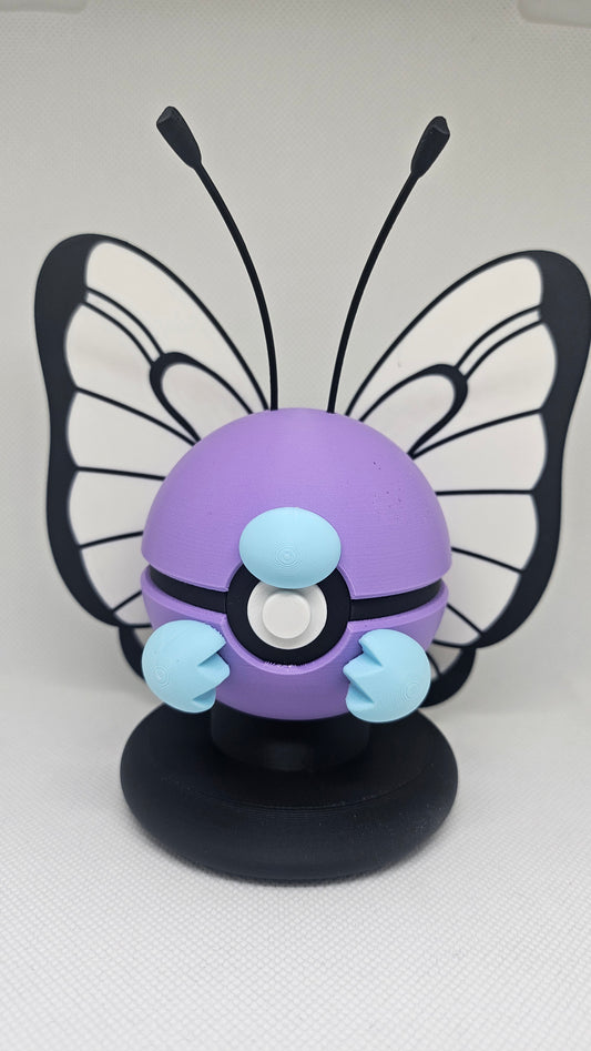 #0012 Butterfree Ball MET DISPLAY STAND – 3D Printed Pokéball (7 cm)