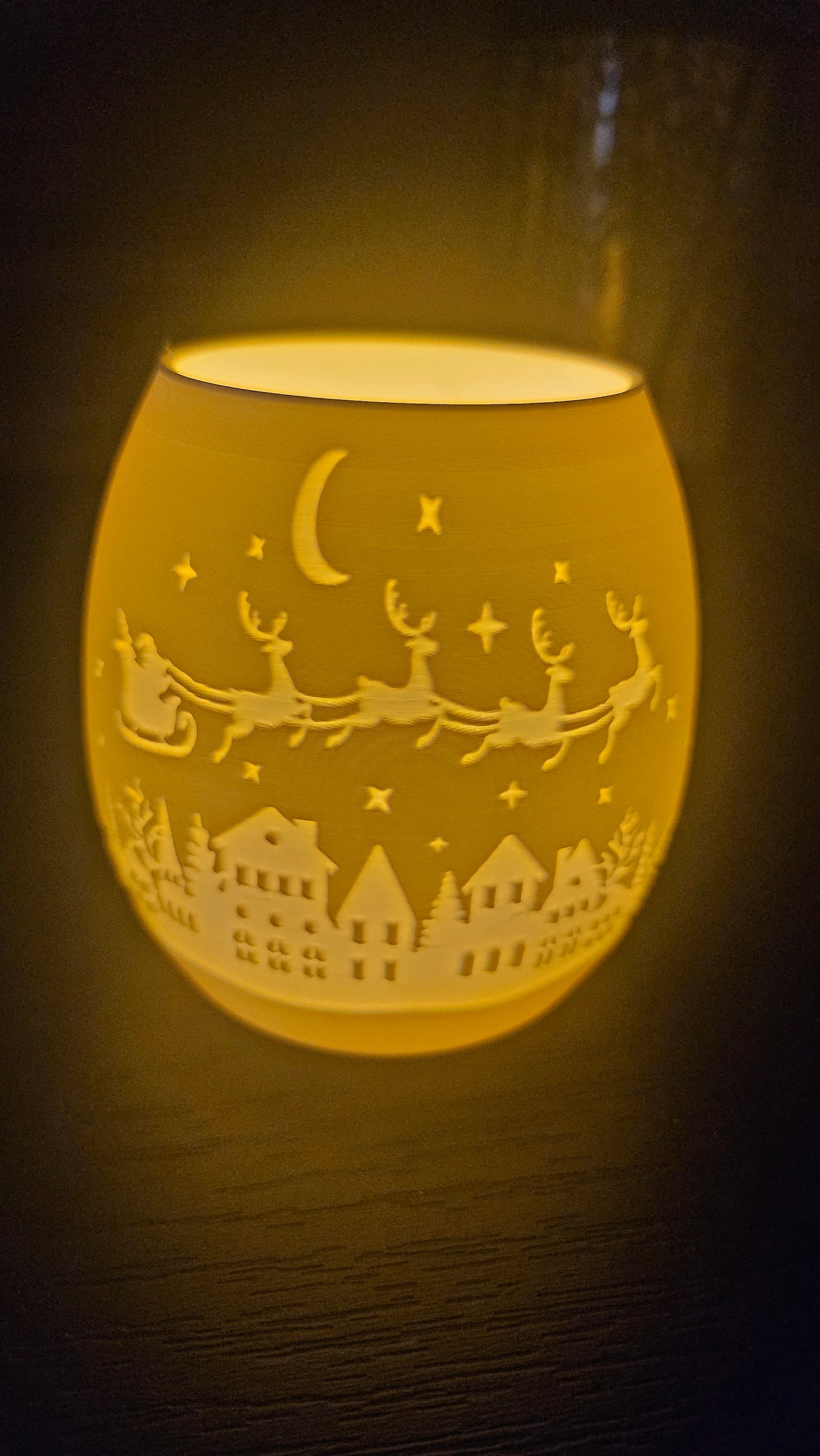 🕯️ Kerstlampje – Santa’s Night Flight (7,5 cm hoog)