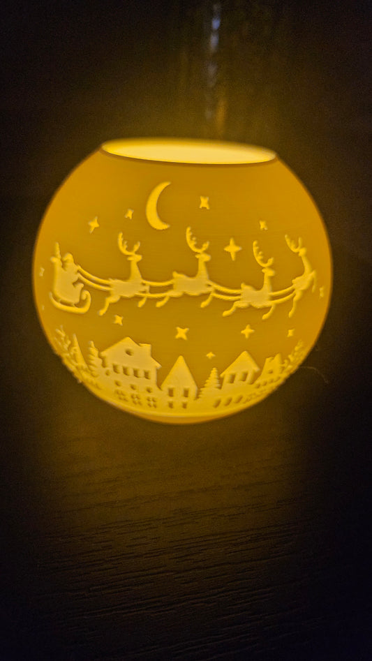 🕯️ Kerstlampje – Santa Over the Village (8 cm breed)