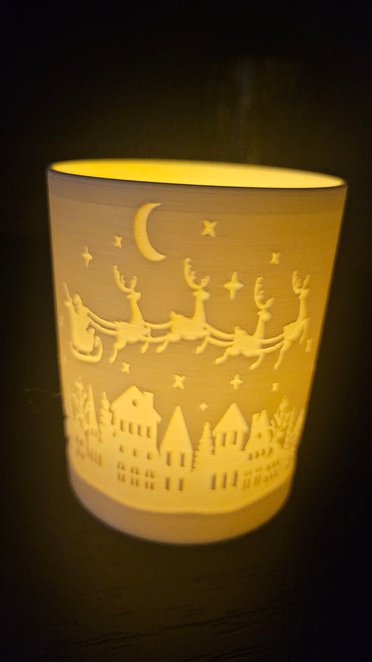 🕯️ Kerstlampje – Santa’s Sleigh Ride (7,5 cm hoog)