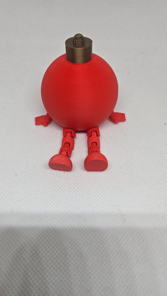 🎅 Zittende Kerstbal – 3D Geprint Ornament