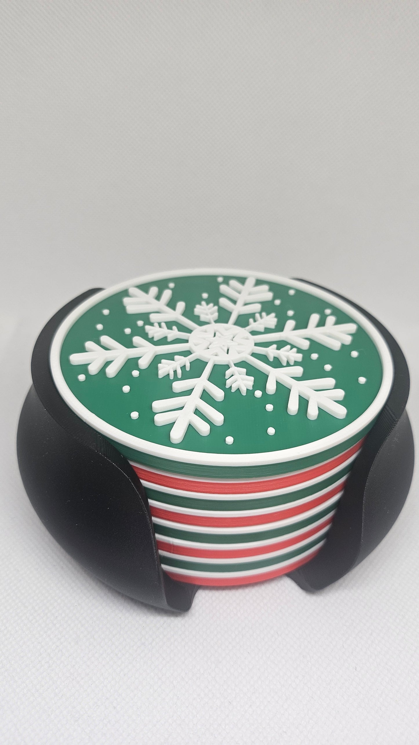 Kerst Coaster Set (8-delig) met Houder – Sneeuwvlok Editie