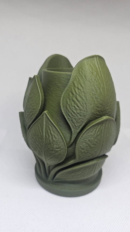 Blad Vaas – 3D Geprint Decoratiestuk in Luxe Groen (12 cm)