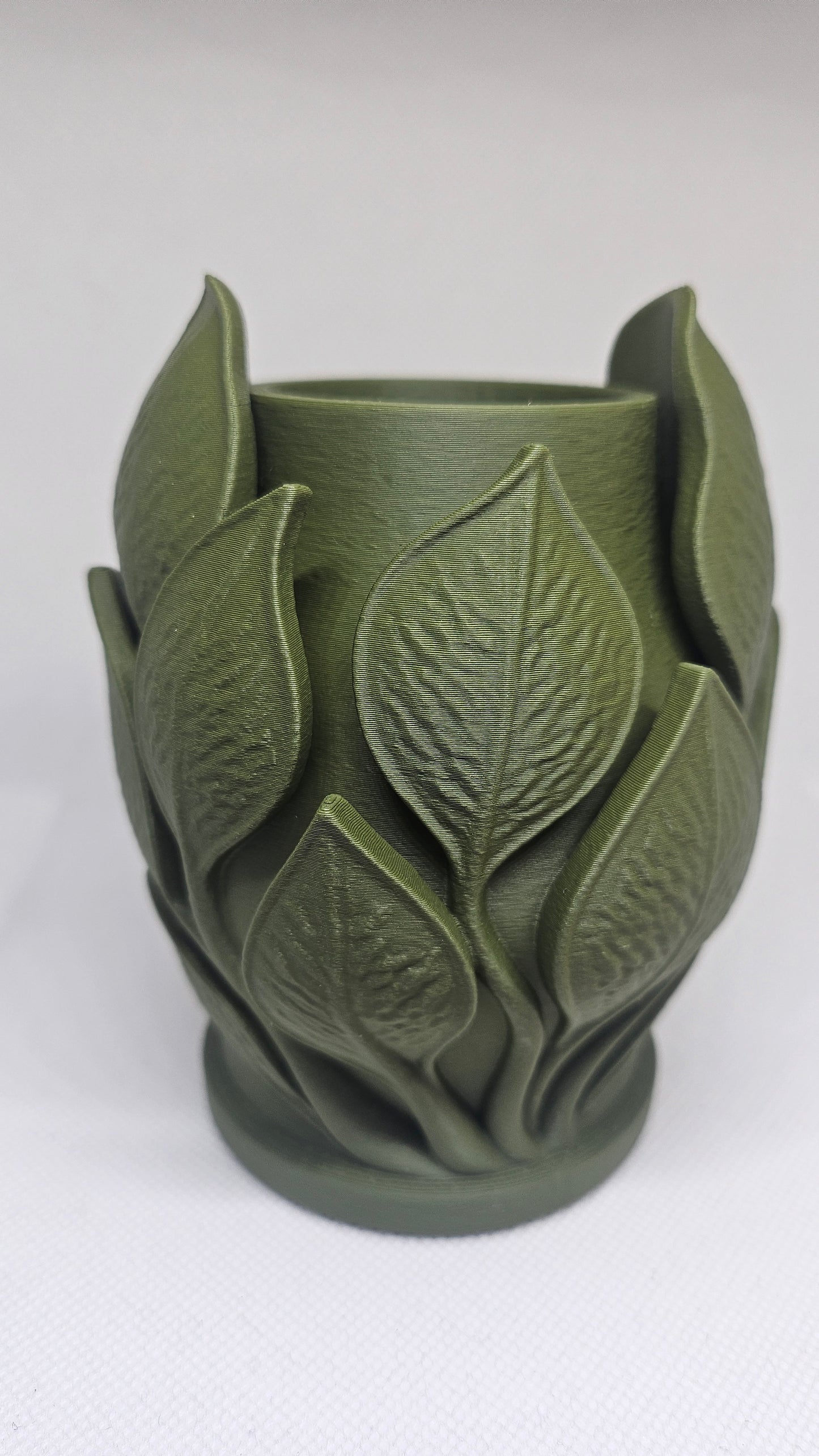 Blad Vaas – 3D Geprint Decoratiestuk in Luxe Groen (12 cm)
