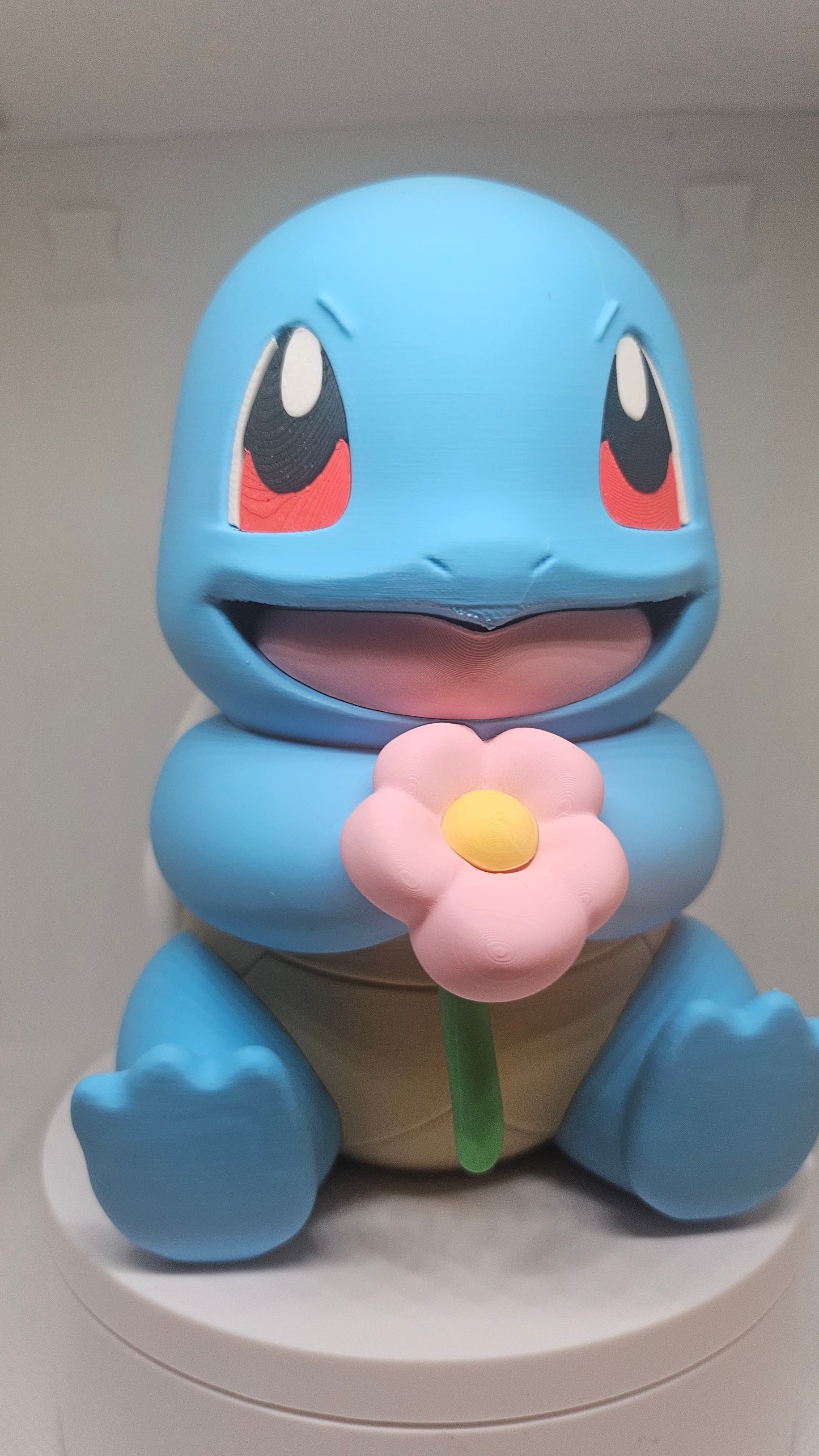 Chibi Squirtle met Bloem 3D Printed Figure - 13 cm