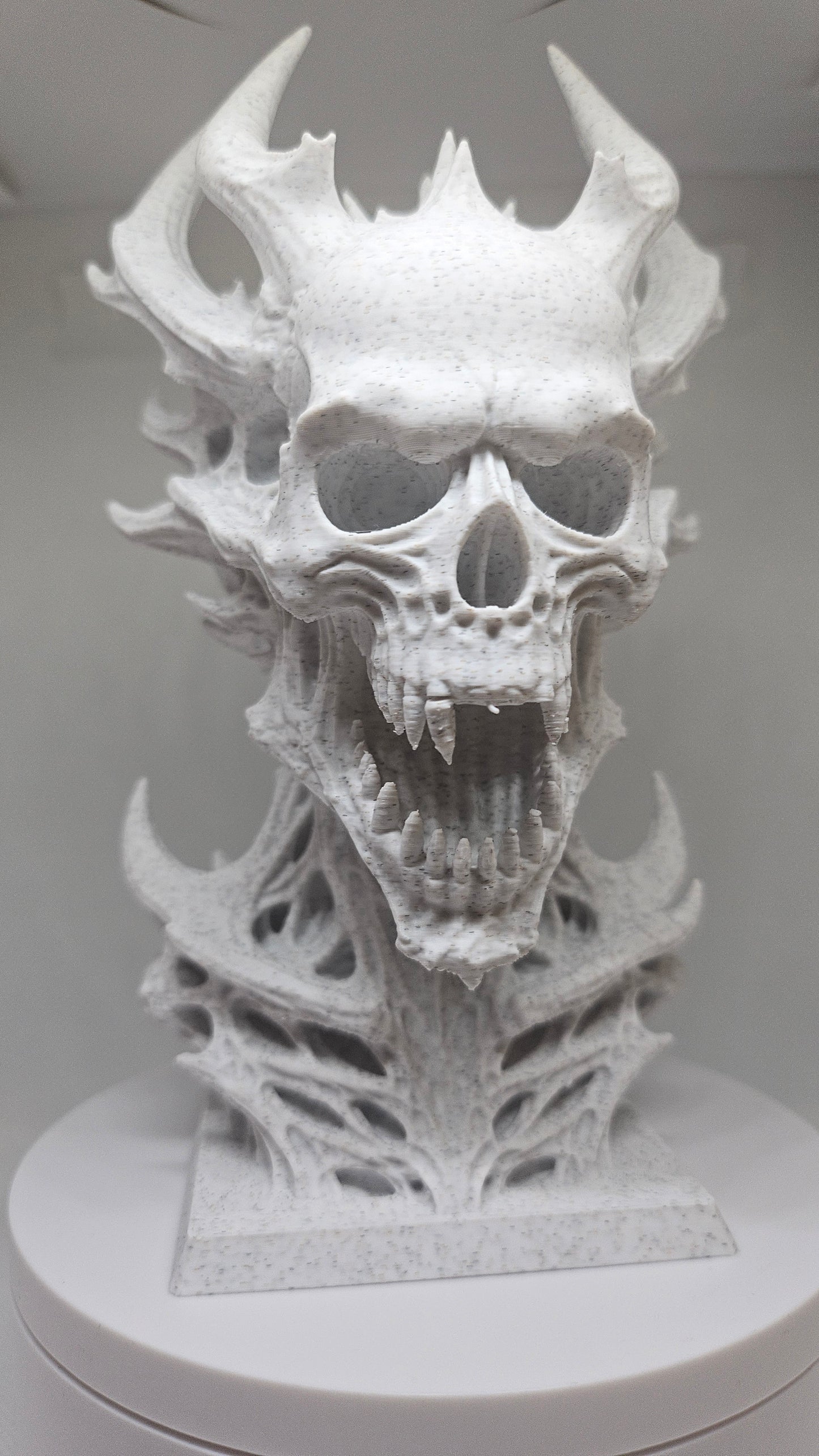 Horned Demon Skull - Marble Finish - 16 cm