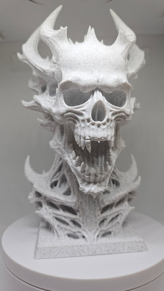 Horned Demon Skull - Marble Finish - 16 cm