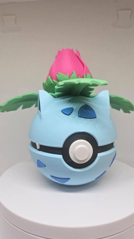 #0002 Ivysaur Ball – 3D Printed Pokéball (7 cm)