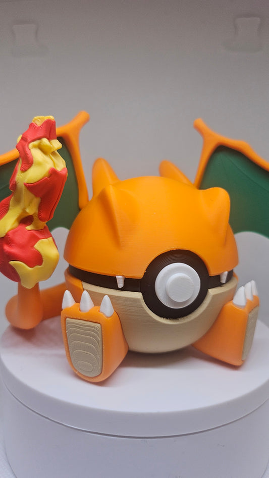 #0006 Charizard Ball (met voetjes) – 3D Printed Pokéball (7 cm)