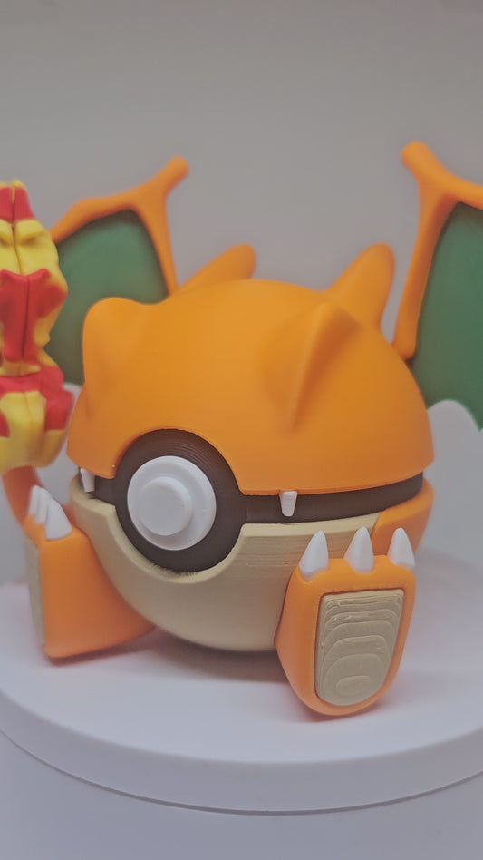 #0006 Charizard Ball (met voetjes) – 3D Printed Pokéball (7 cm)